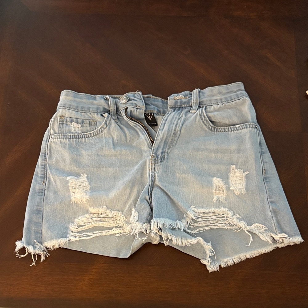Windsor Light Blue Distressed Jean Shorts